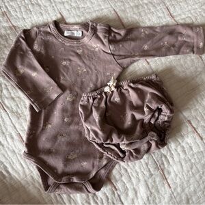 Jamie Kay Mauve Floral Baby Bodysuit & Bloomers Set